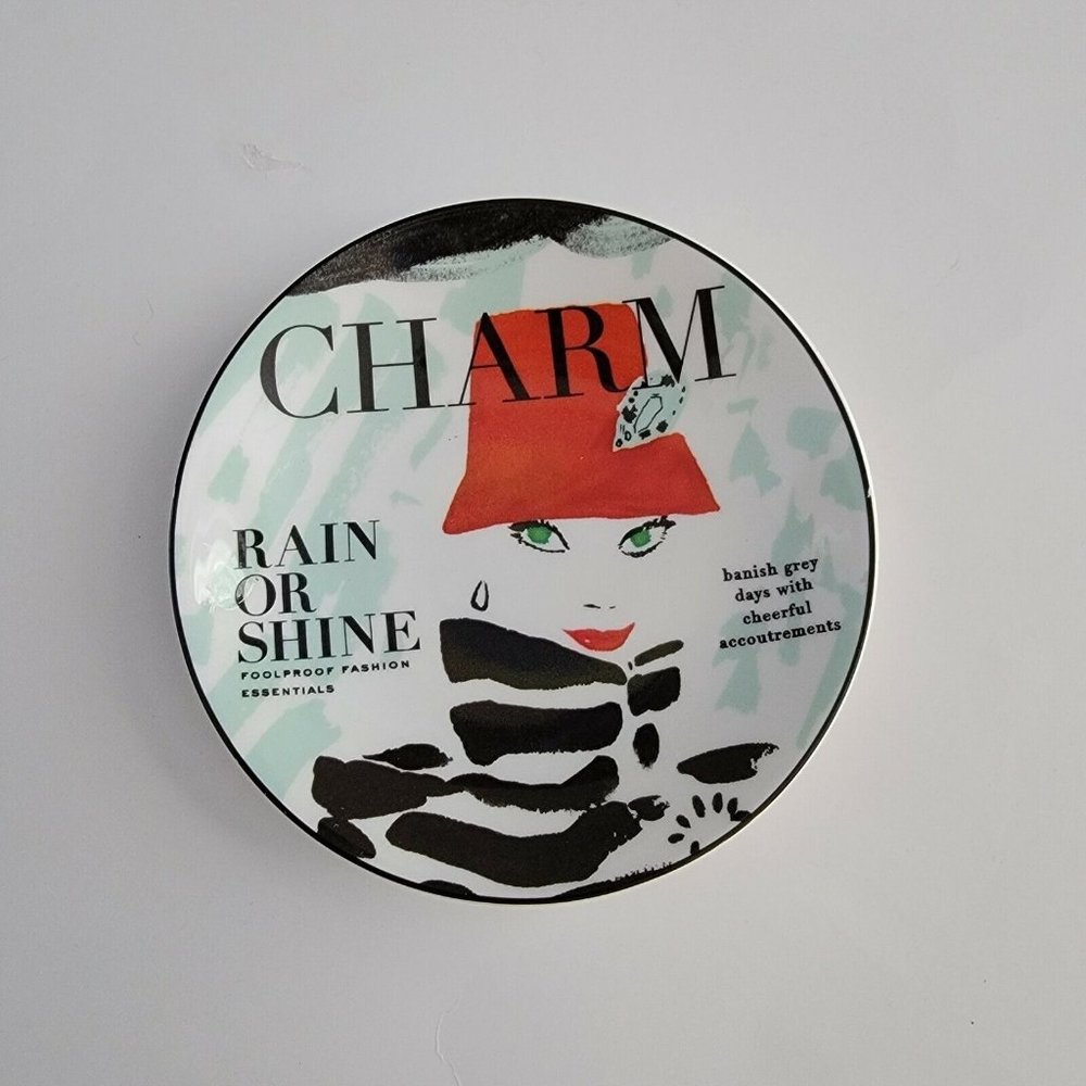 LENOX MAKE HEADLINES RAIN OR SHINE by KATE SPADE Bone China Tidbit Trinket Plate